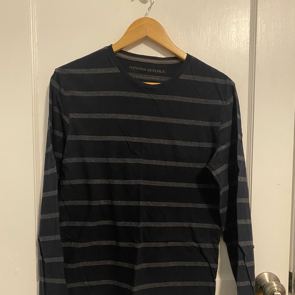 Striped Long Sleeve Soft-Wash Tee by Banana Republic